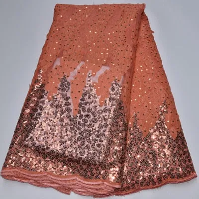 Tossi Laser Cut Beaded Lace Sequin French Net Wedding Fabric 5 Yards