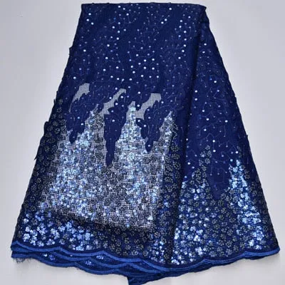 Tossi Laser Cut Beaded Lace Sequin French Net Wedding Fabric 5 Yards