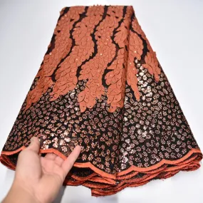 Tossi Laser Cut Beaded Lace Sequin French Net Wedding Fabric 5 Yards
