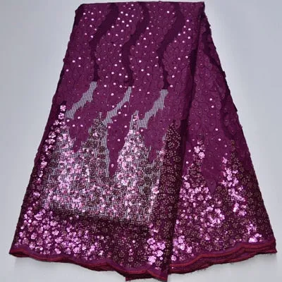 Tossi Laser Cut Beaded Lace Sequin French Net Wedding Fabric 5 Yards