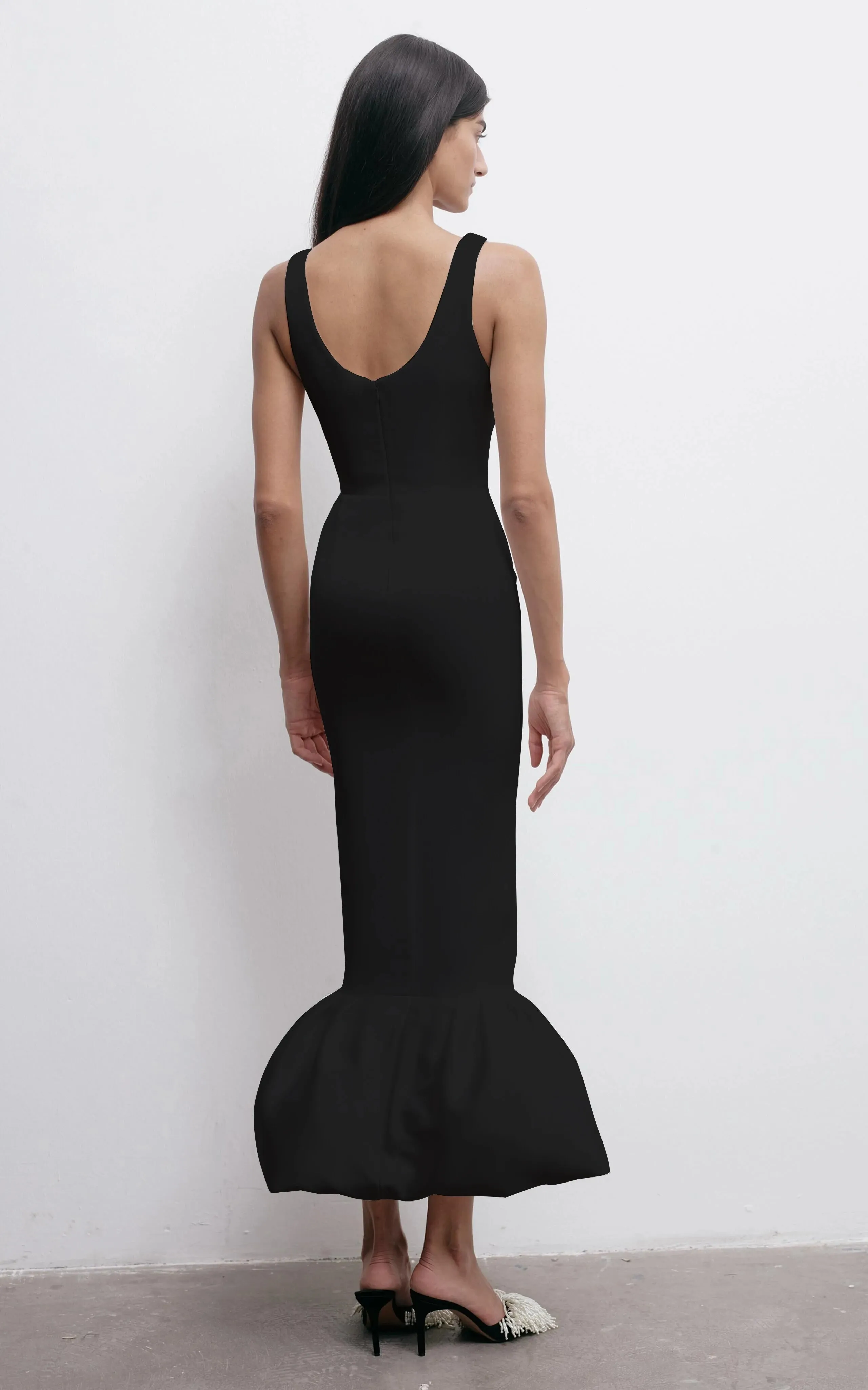 Trend4us Women's Elegant Pearl Floral Applique Mermaid Dress