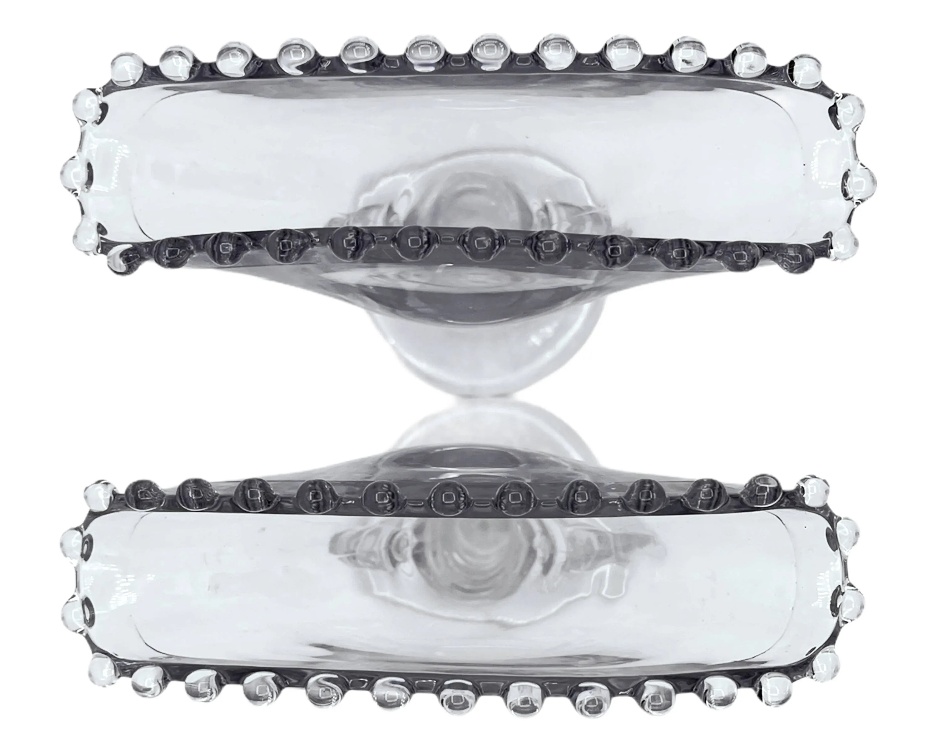 Vintage Imperial Elegant Glass Candlewick Fan Vase Pair