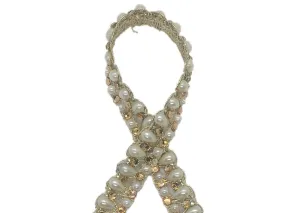 White Golden Designer Stone Work Embroidered Border