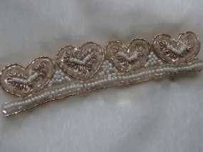 White Golden Pearl and Cutdana Beads Handwork Embroidered Border