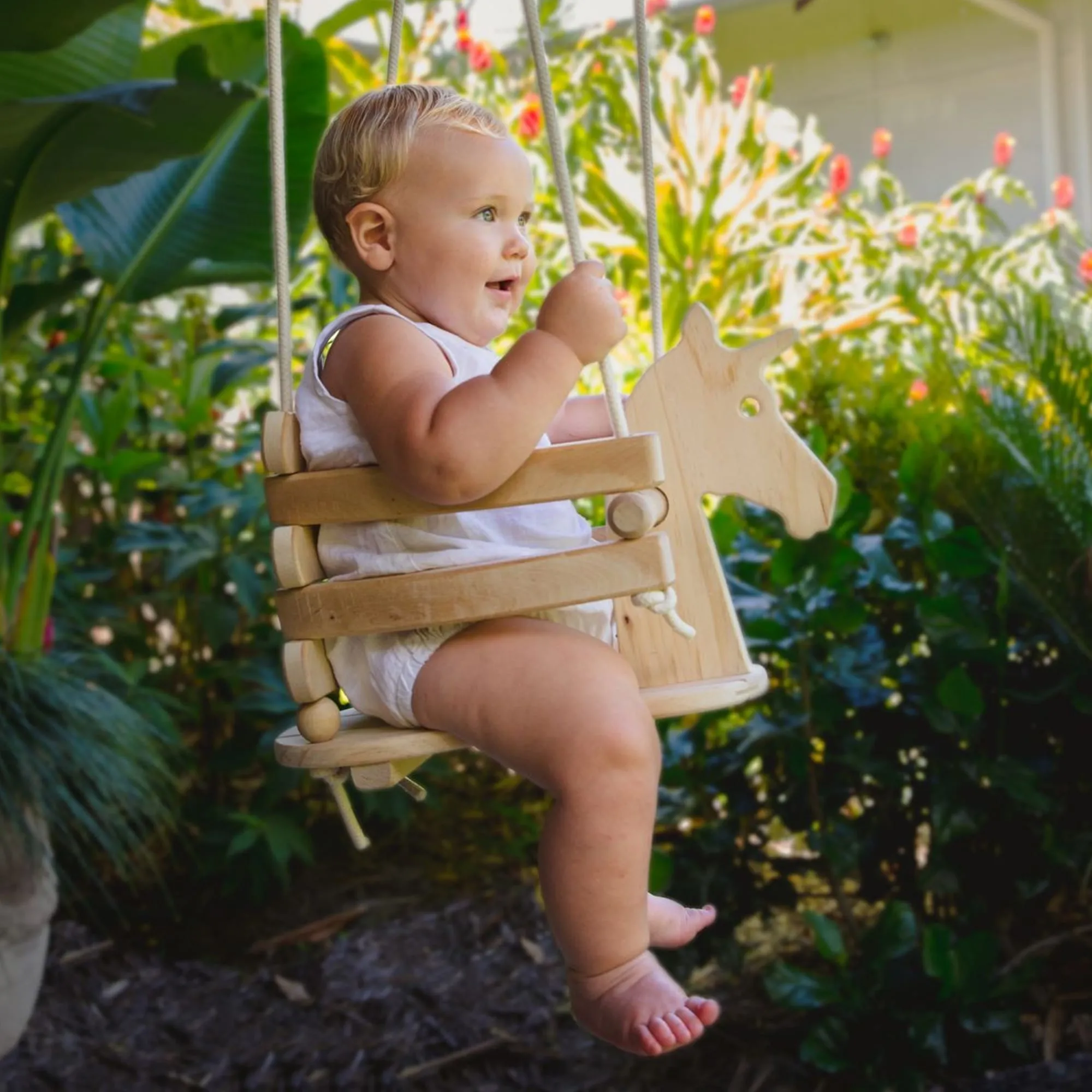 Wooden Baby & Toddler Swing - Unicorn
