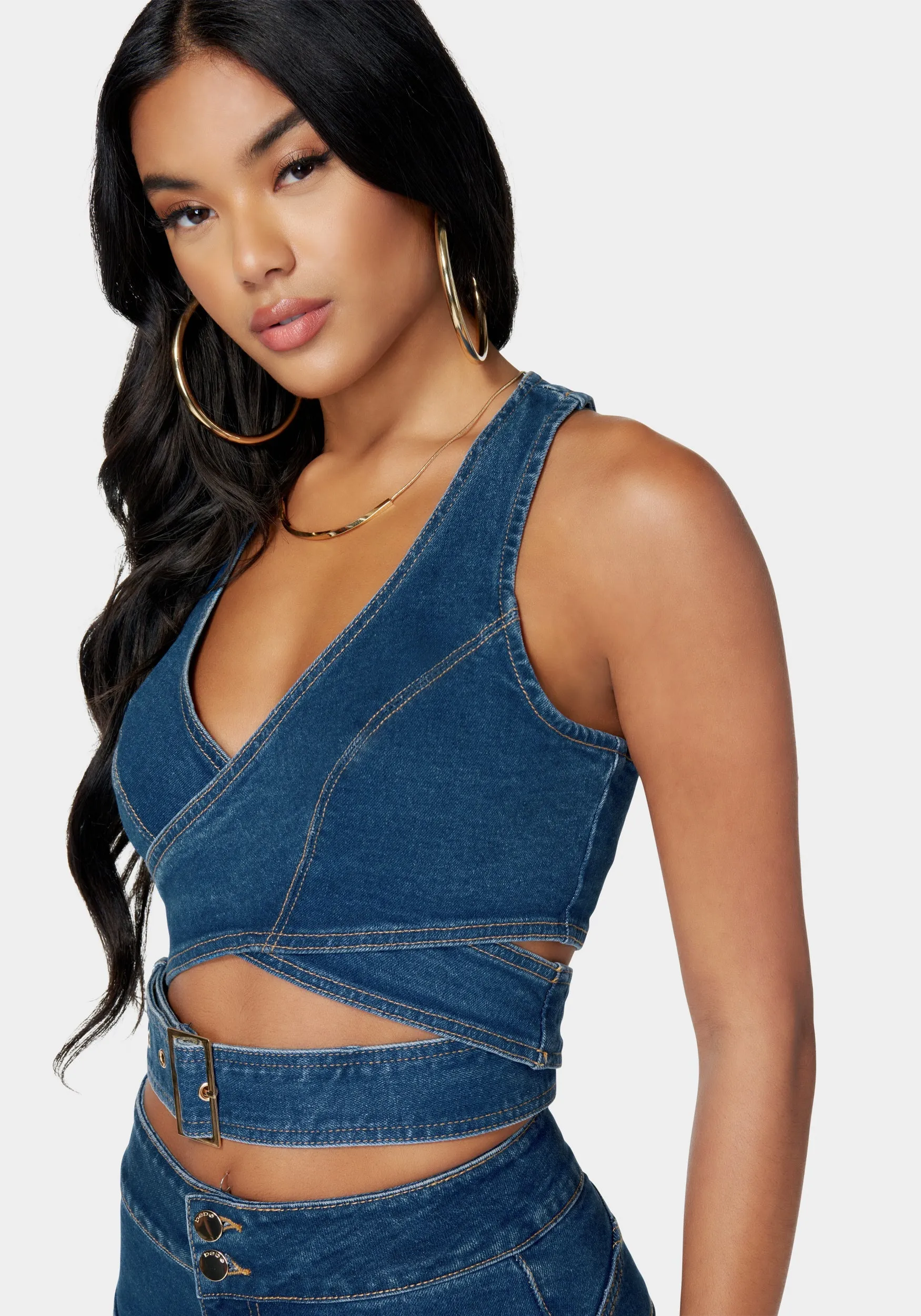 Wrap Denim Top