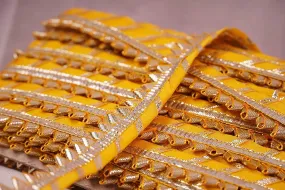 Yellow Designer Gota Work Embroidered Border
